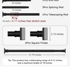 Adjustable Telescoping Curtain Rod Set 31 “-79”